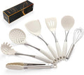 Premium White Silicone Cooking Utensils Set-Non-Toxic, Heat Resistant, BPA Free Kitchen Utensils Set with Spatula, Spoon, Whisk & Tongs-Non-Stick& Dishwasher Safe for Nonstick Cookware-Ruum Studio Home