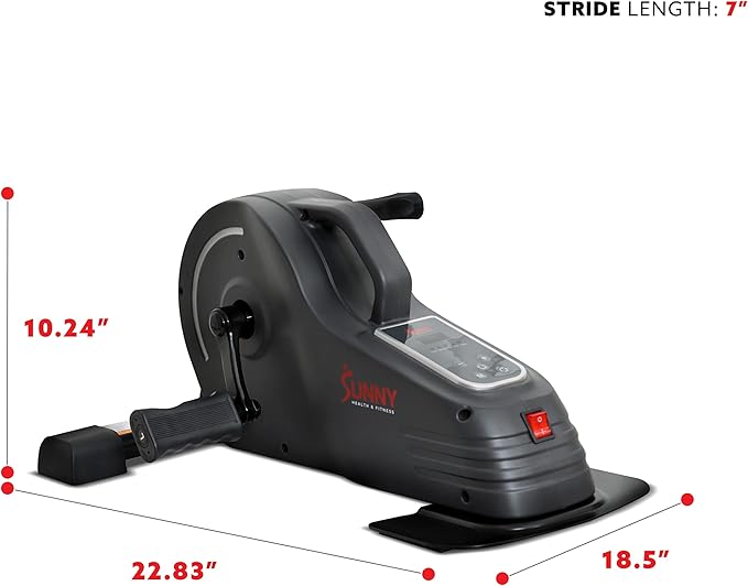 Sunny Health & Fitness Dual Function Under Desk Pedal Exerciser, Portable Indoor Cardio Mini Bike at Home, Arm/Leg Cycle for Seniors, Optional Magnetic, Motorized & Free SunnyFit App Bluetooth Connect-Ruum Studio Home