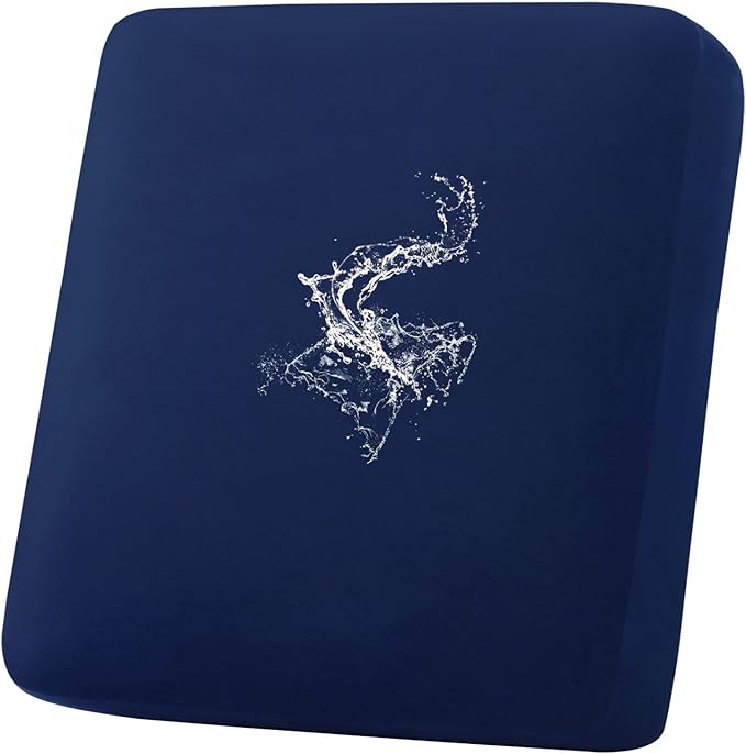 hyha Waterproof Couch Cushion Covers, Stretch Sofa Couch Seat Slipcover for Dog Washable, Non-Slip Waterproof Outdoor Cushion Covers for Patio Furniture Replacement (1 Piece for Small, Navy)-Ruum Studio Home