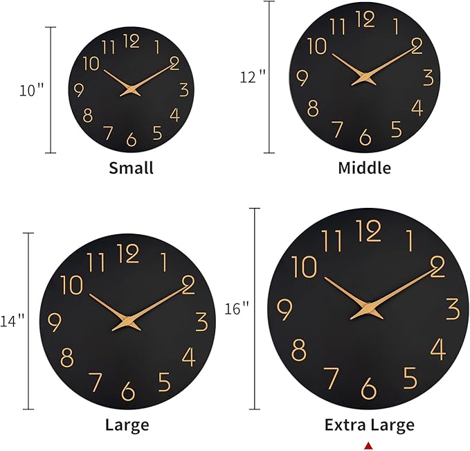 Mosewa Large Wall Clock 16 Inch Black Battery Operated Silent Non Ticking Simple Minimalist Rose Gold Numbers Clock Decorative for Bedroom Living Room Kitchen Home Office-Ruum Studio Home