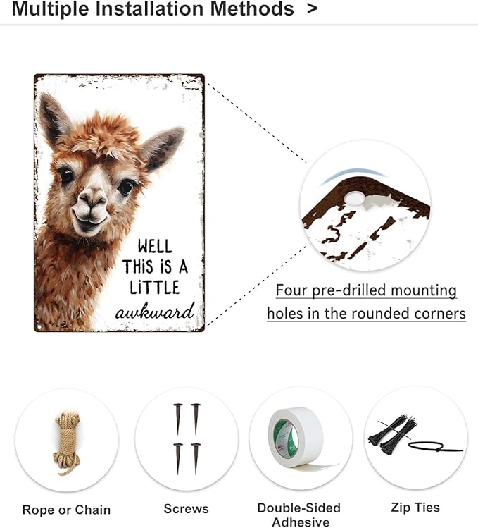 ALKB Funny Alpaca Metal Signs Farmhouse Bathroom Wall Decor Alpaca Lovers Gift 8 x 12 Inch-Ruum Studio Home