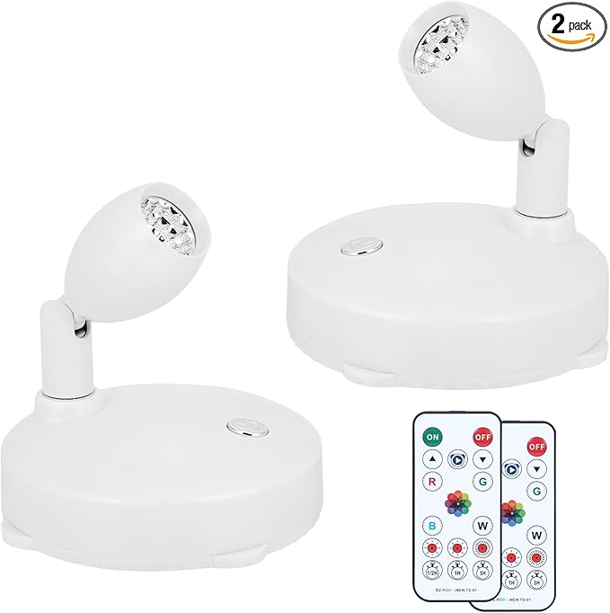 Cordless Spotlight Battery Operated, RGB Indoor Plant Light, Dimmable Accent Uplight with Remote, Color Changing Display Lighting for Picture Tree Photo Dartboard Painting Art-Ruum Studio Home