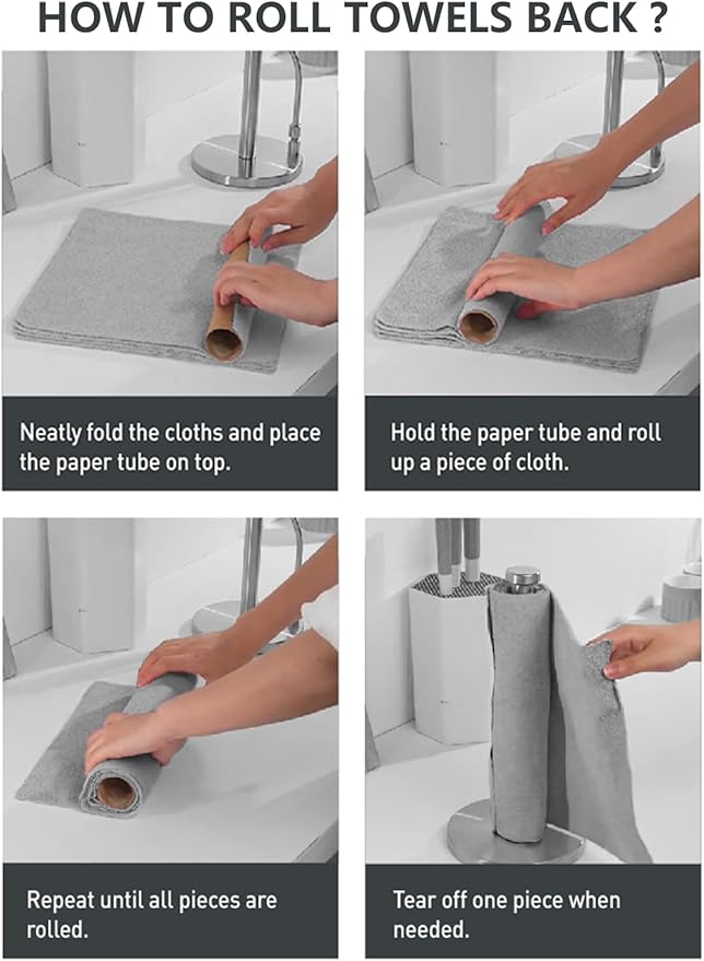 Fantasticlean Microfiber Cleaning Cloth Roll -40 Pack, Tear Away Microfiber Towels, 12" x 12", Reusable, Washable, Scratch Free, Ultra Absorbent Dish Rags for Car, Home, Garage or Shop (White)-Ruum Studio Home