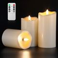 Flickering Flameless Candles with Remote, Most Realistic Battery Operated Candles, Set of 3 LED Candles with Timer for Home Wedding Halloween Christmas Decoration-Ruum Studio Home