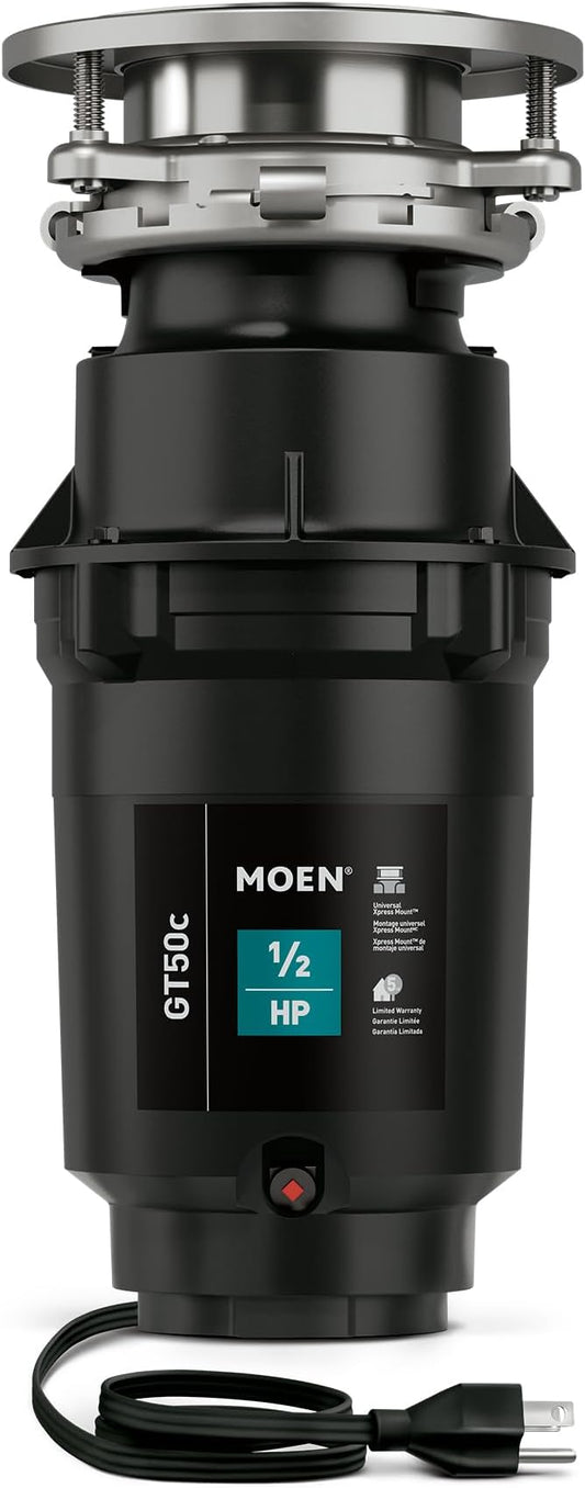 Moen Prep Series Disposer 1/2 Horsepower Continuous Feed Garbage Disposal featuring Fast Track Technology, Power Cord Included, GT50C-Ruum Studio Home