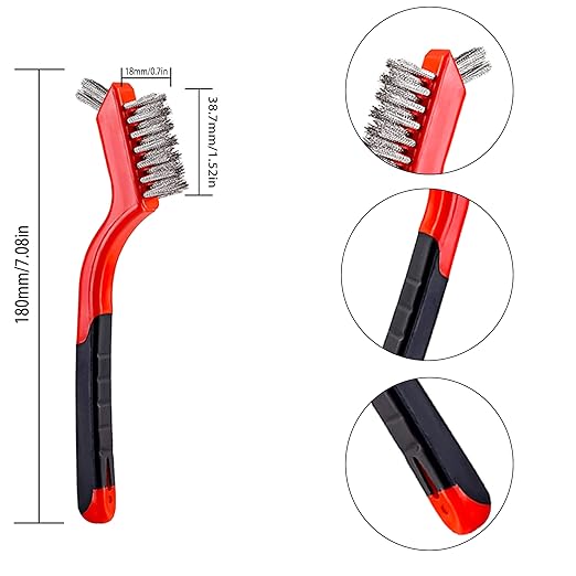 Wire Scratch Brush Set Soft Grip for Rust, Dirt & Paint Scrubbing with Deep Cleaning (24, 24PCS - 10PCS Stainless Steel Wire 10PCS Brass Wire and 4PCS Nylon Wire)-Ruum Studio Home