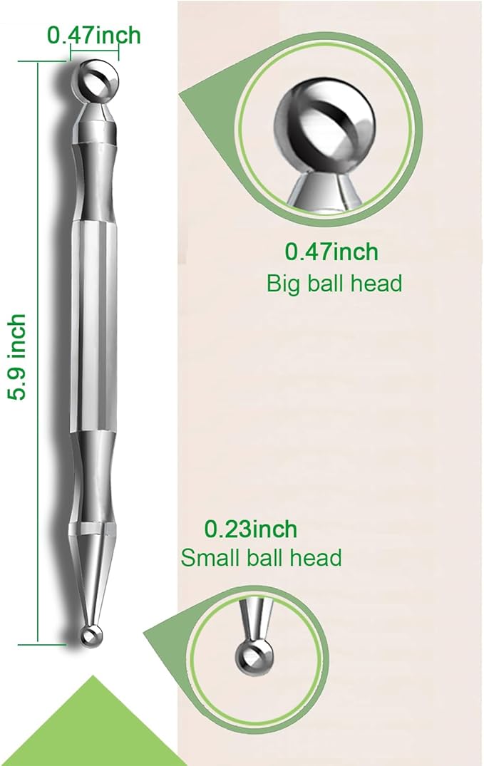 BYYDDIY Stainless Steel Dual Head Facial Reflexology Tools,Body Point Probe Pen &Trigger Point Massager Tool for Deep Tissue (P-L)-Ruum Studio Home