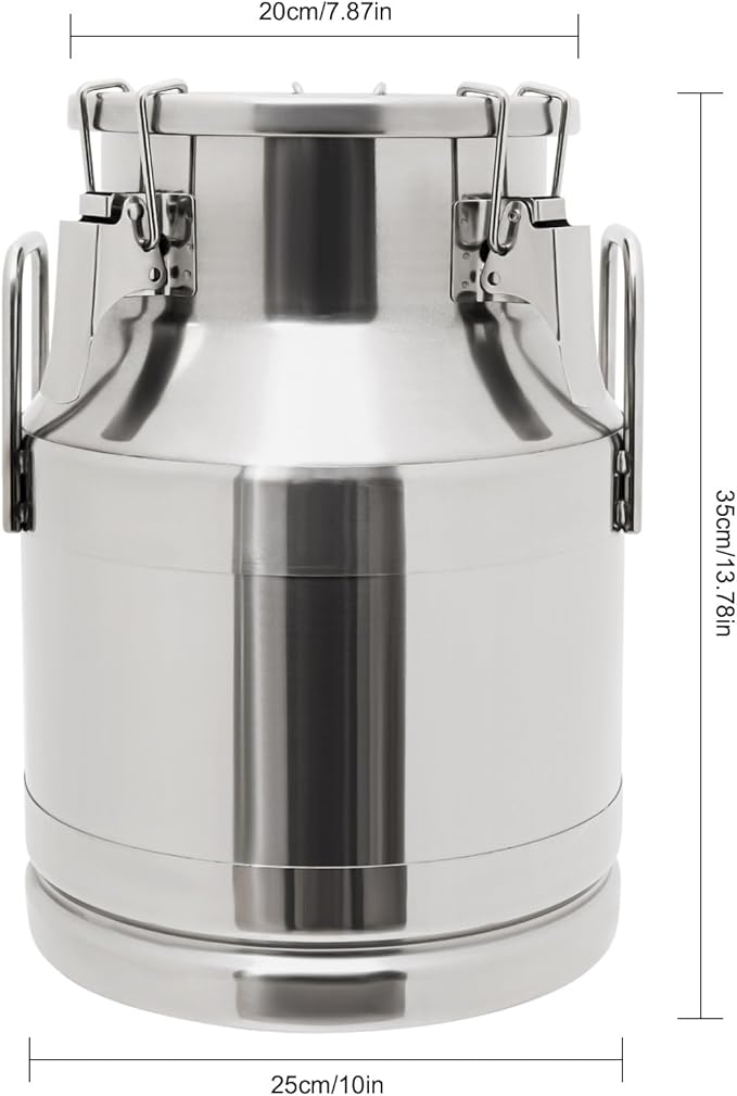 201 Food-Grade Stainless Steel Ice Bucket with Lid, 10L/2.64Gal Good Sealing Storage Canister Milk Bucket Milk Can for Coffee, Tea, Water, Milk, Soup-Ruum Studio Home