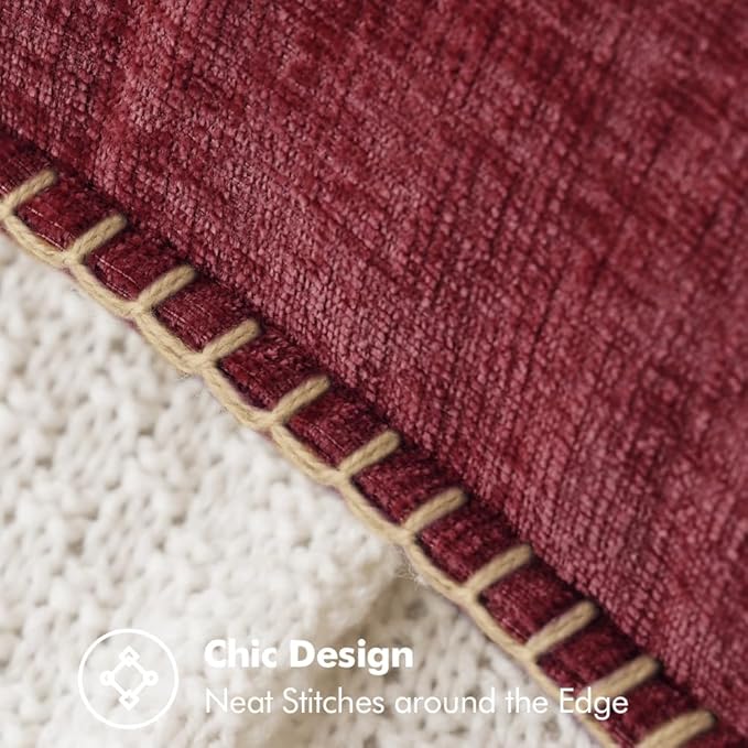 MIULEE Pack of 2 Christmas Pillow Covers 20x20 Inch Burgundy Red Farmhouse Decorative Throw Pillow Covers with Stitched Edge Soft Chenille Solid Dyed Couch Pillow Covers for Sofa Bed Living Room-Ruum Studio Home