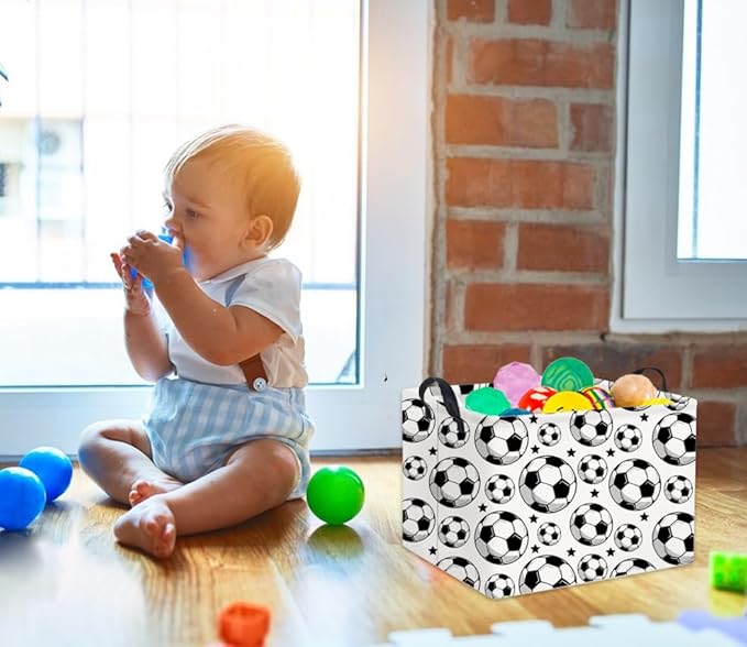HIYAGON Rectangular Soccer Basket Kids Gift Basket Baby Boy Basket Kids Toy Storage Bin Basket Organizer Box Soccer Room Decor(Soccer)-Ruum Studio Home