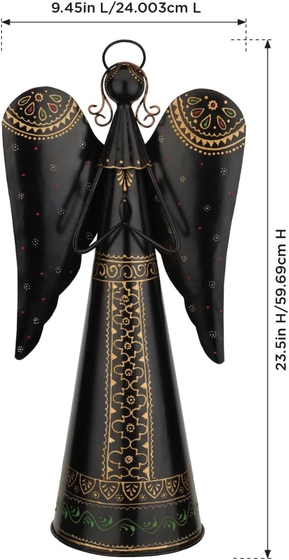 Regal Art & Gift Angel Statue - Metal Indoor/Outdoor Garden Statue Deals, Elegant Garden Decor, Beautiful Gifts for Women, Exquisite Angel Statues for Garden,23-Inch, Black/Gold-Ruum Studio Home