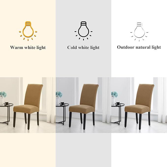 Joccun Chair Covers for Dining Room Set of 6, Dining Chair Slipcovers Stretch Dining Room Chair Covers Seat Protector,Washable Parsons Chair Cover for Home,Hotel,Banquet(Tan,6 Pack)