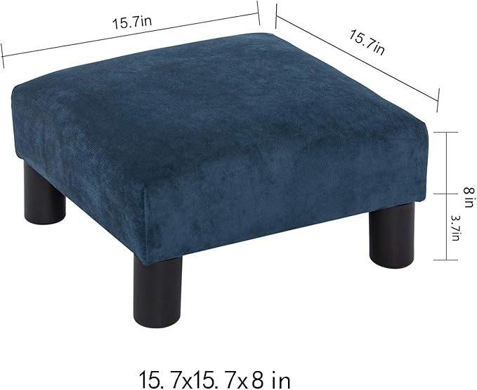 Joveco Small Foot Rest Stool Ottoman, 15" Fabric Square Short Low Footstool Upholstered Footrest for Chair, Under Office Desk, Living Room, Navy Blue-Ruum Studio Home