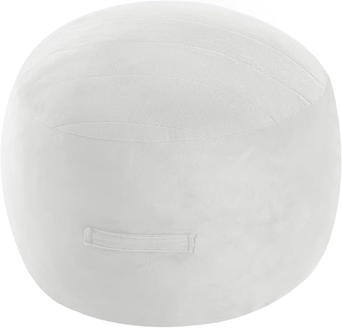 MeMoreCool Round Stuffed Pouf Ottoman Foot Rest, Floor Pouf Foot Stool with Soft Foam Chunk Filling, Small Round Ottoman Footstool Circle Footrest for Living Room, Off-White-Ruum Studio Home