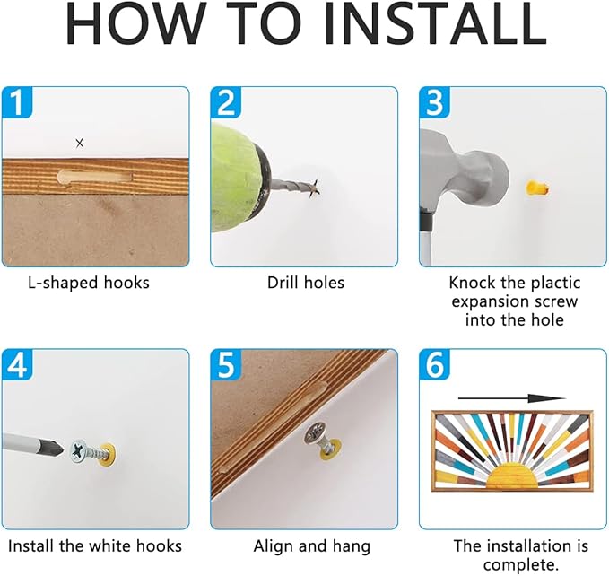 IARTTOP Large Boho Sun Wall Art Framed Wooden Art Wall Decor Rainbow Sun Rising On The Horizon Geometric Line Sunshine Wall Art for Living Room Bedroom Office 16"x32"-Ruum Studio Home