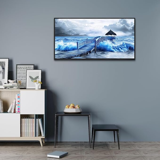ZUITINGHUA Black Framed Canvas Wall Art For Living Room Wall Decor For Bedroom Office Wall Decoration Ocean Landscape Paintings Black And White Pictures Artwork Room Aesthetic Home Decor 20x40 In-Ruum Studio Home