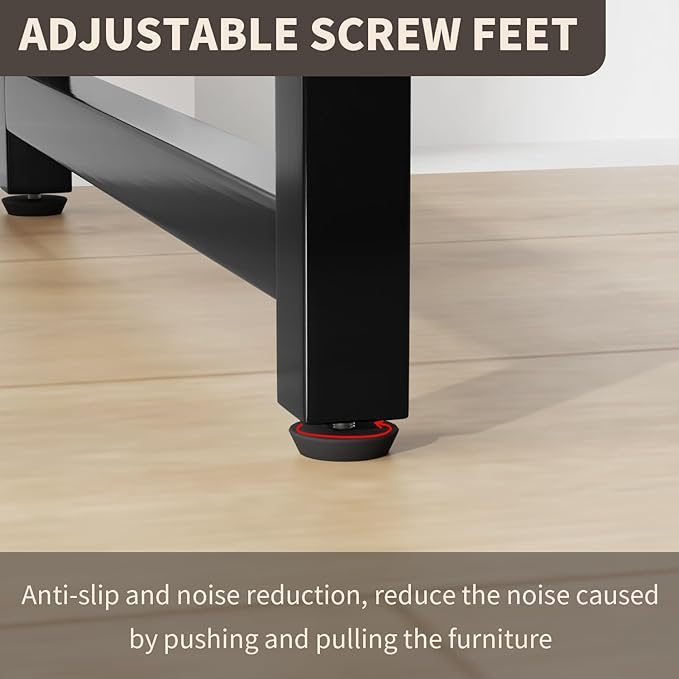 PayLessHere | 47 Inch Computer Desk | Brown | Office Desk with Metal Frame, Adjustable Feet | Water-Resistant, Scratchproof Surface | Sturdy Writing Table for Home Office or Study | Pack of 2-Ruum Studio Home