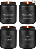 Scented Candles Set | Gifts for Men - 4Pack Candle Masculine Candle, Soy Candles for Home Scented, Aromatherapy Gifts Scents of Caramel Coffee/Whiskey Tobacco/Rum & Oak/Vintage Leather-Ruum Studio Home