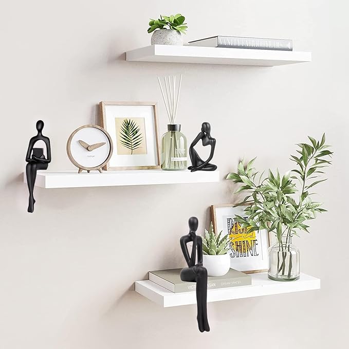Home Decor Thinker Statue Accents, Set of 3 Thinker Sculptures Office Decor Modern Abstract Resin Decoration on Shelf Table Desk for Living Room Office Bedroom (Small Black)-Ruum Studio Home
