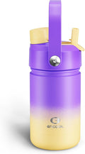 Kids Insualated Water Bottle with Straw - 12oz Stainless Steel Water Bottle with Dual Spouts, Leak-Proof, BPA-Free, Double Wall Vacuum Keeps Cold for 24 Hours for Sports, Travel, School (Peach Dream)-Ruum Studio Home