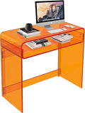 Acrylic Desk, Orange Table, Acrylic Console Table for Office, Study, Bedroom, Entrance Decor (15.5" D x 33.5" W x 29.3" H, Orange)-Ruum Studio Home