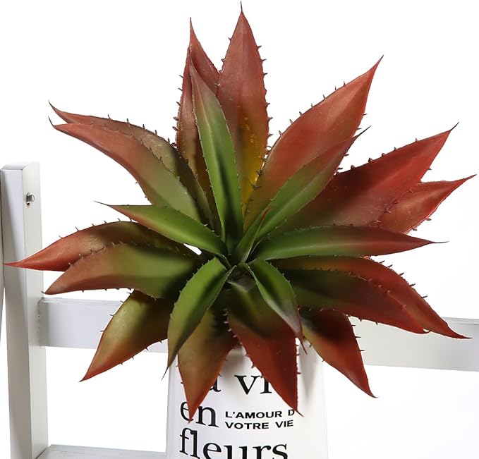JUSTOYOU Large Artificial Succulents Aloe Plants Real Touch Fake Flowers Unpotted for Home Wedding Festival Arrangement (1, Green-Red)-Ruum Studio Home