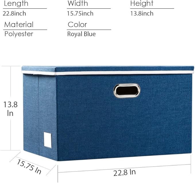 PRANDOM Extra Large Collapsible Storage Bins with Lids [5-Pack] Linen Fabric Foldable Storage Baskets Boxes Organizer Containers Cube with Cover for Bedroom Closet Office Nursery (22.8x15.75x13.8)-Ruum Studio Home