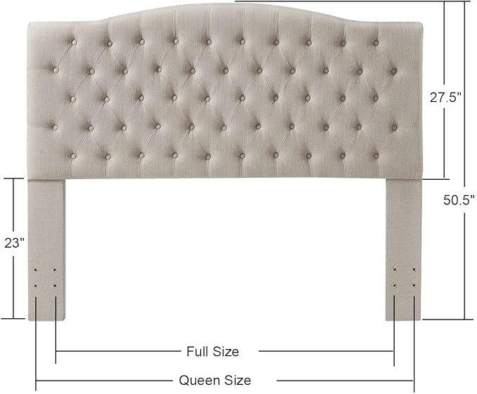 24KF Upholstered Tufted Button Linen Fabric Headboard,Comfortable Fashional Headboard Queen/Full Size,Linen-Ruum Studio Home