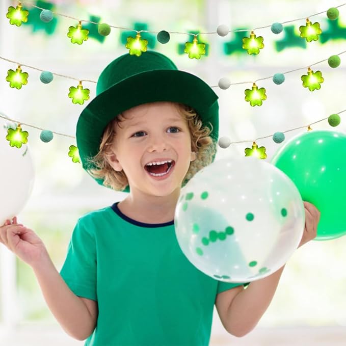 9.85Ft St Patricks Day Lights Garland 20 Pompoms 20 LEDs Green Lucky Clover Lights Shamrock String Lights with Timer for Indoor Bedroom Party Bar Garden St. Patrick's Day Decoration Green Irish Decor-Ruum Studio Home