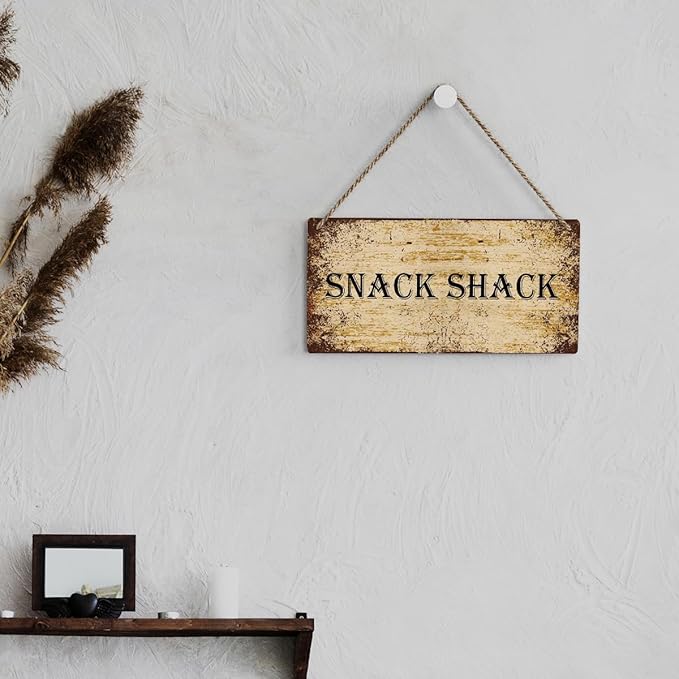 SENJIAN Rustic Snack Shack Wood Decor Sign, Retro Snack Shack Printed Wood Sign Wall Art, Hanging Door Sign, Decorative Wood Sign Home Decor 12" x 6"-Ruum Studio Home