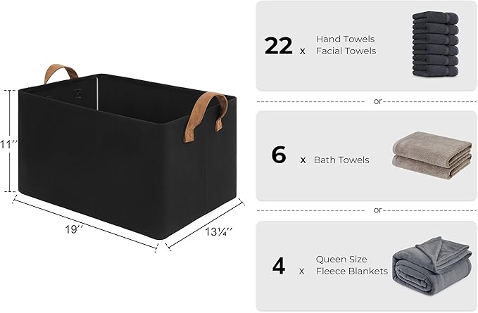 StorageWorks Storage Bins, Fabric Storage Bins for Shelves, Extra Large Storage Baskets with Metal Frame, Closet Baskets and Bins with Handles, Jumbo, Black, 2-Pack-Ruum Studio Home