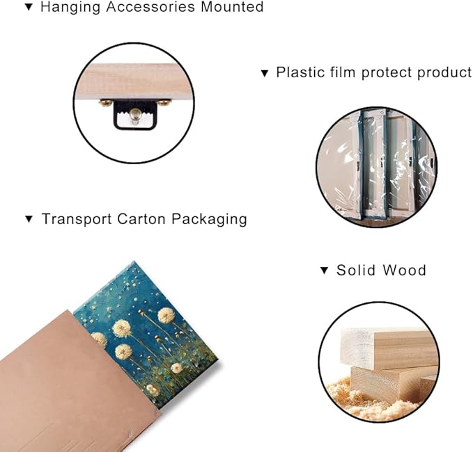 LASMOND Teal Dandelion Wall Art for Living Room Abstract Blowball Canvas Painting Prints Large Flower Floral Grassland Bedroom Decoration Modern Artwork Decor (46x23 Inches)-Ruum Studio Home