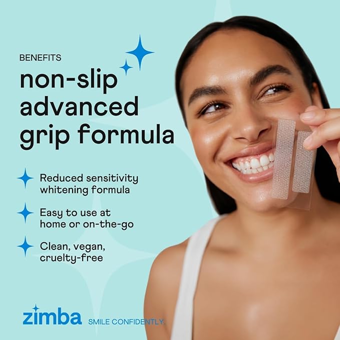 Zimba Mint Teeth Whitening Strips – 28 Vegan, Enamel-Safe Strips with Hydrogen Peroxide, 14-Day Treatment – Tooth Whitener for Coffee, Wine, Tobacco, Other Stains-Ruum Studio Home