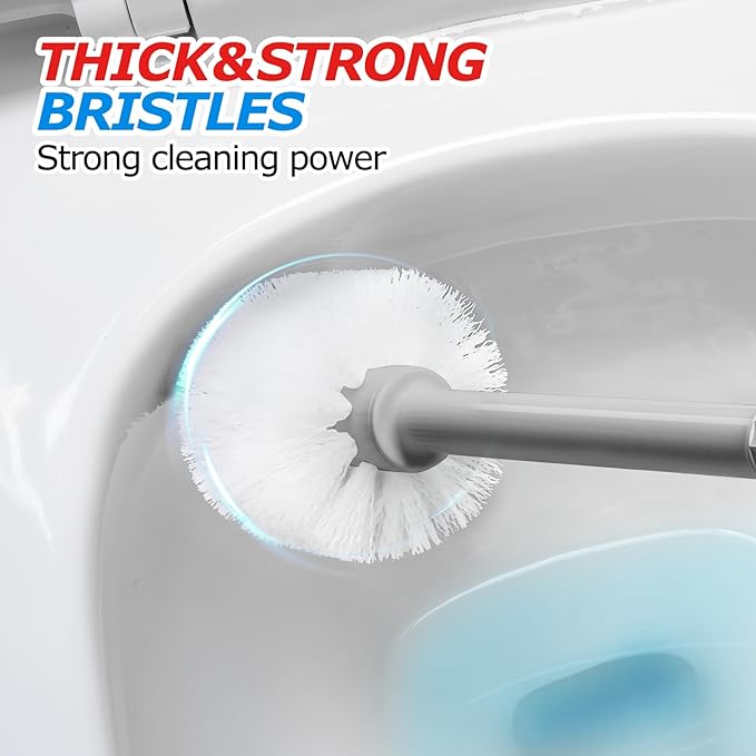 2Pack 2 in 1 Toilet Brush and Plunger Set, Extended Handle Plunger，Toilet Bowl Brush Plunger Set,Bathroom Cleaning Tools ，Toilet Brush Plunger Combo，Cleaning Brush，Cleaning Supplies（Dark Grey）-Ruum Studio Home