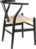 Tomile Solid Wood Wishbone Chair Y Chair Mid-Century Armrest Dining Chair, Hemp Seat (Ash-Black Frame + Natural Cord)-Ruum Studio Home