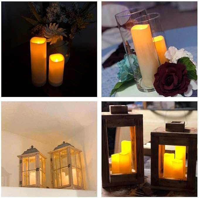 Aignis 24pcs Flameless LED Candles Battery Operated with 10-Key Remote Timer, Outdoor Waterproof Electric Lights, Warm Flickering Glow for Cozy Home/Wedding/Holiday Décor (D2.2'' x H4''/5''/6''/7'')-Ruum Studio Home