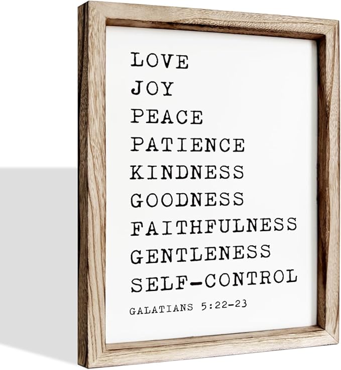 Christian Wall Decors, Positive Home Decors for Living Room, Galatians 5:22-23 Signs Decor, Scripture Decor Art, Framed Wall Plaque Sign 15 * 11.5 inches, Love Joy Peace Sign-Ruum Studio Home