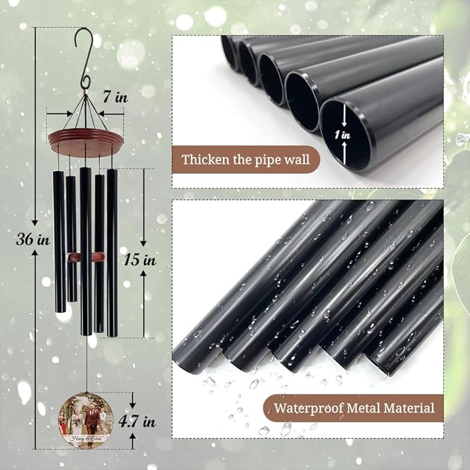 ASTARIN Personalized Wind Chimes Outdoor Deep Tone,35'' Customized Memorial WindChimes for Loss of Loved One,Melody Wind Chime Unique as Sympathy Gift,Home Décor for Garden-Ruum Studio Home