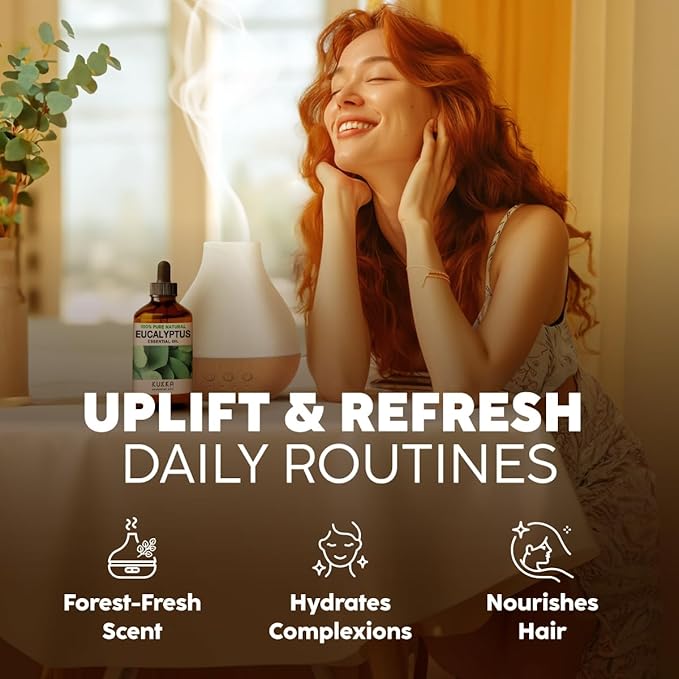 KUKKA essential oils 100% Pure & Natural Eucalyptus Essential Oil for Diffuser, Humidifier, Skin, Hair & Soap Making DIY(4 Fl Oz/118 ml)-Ruum Studio Home