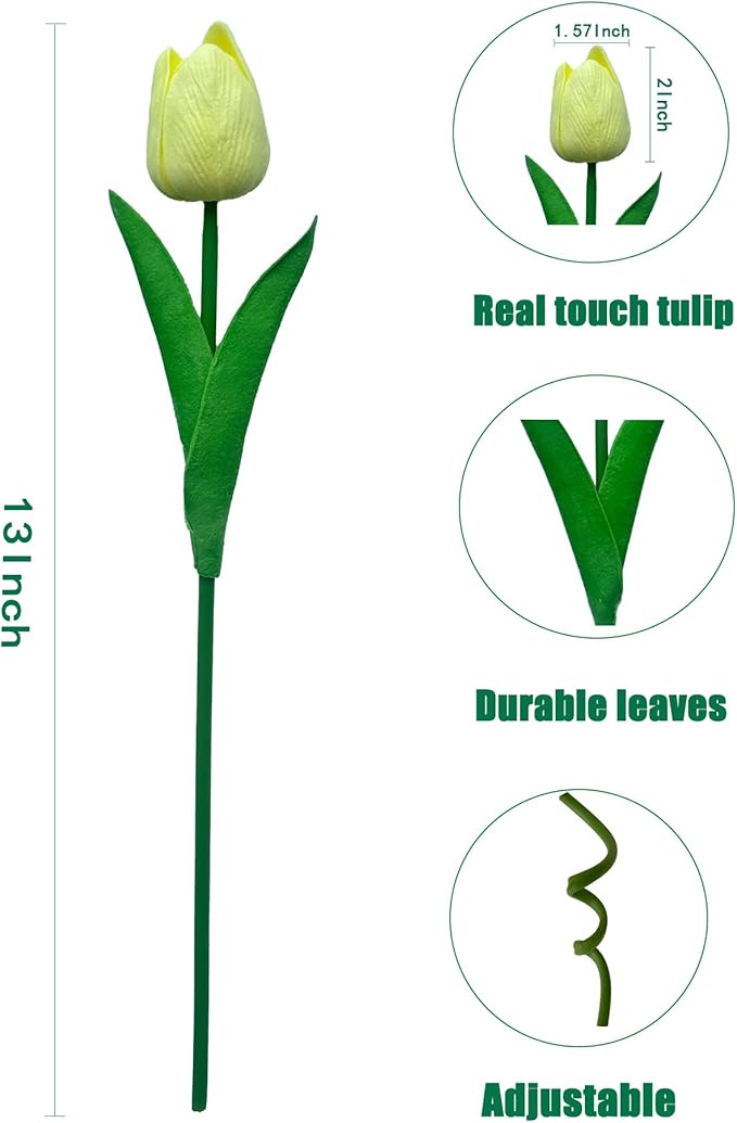 15pcs Artificial Tulips Flowers Real Touch Latex Bouquet Fake Tulips for Office Wedding Party Home Kitchen Garden Decoration-Ruum Studio Home