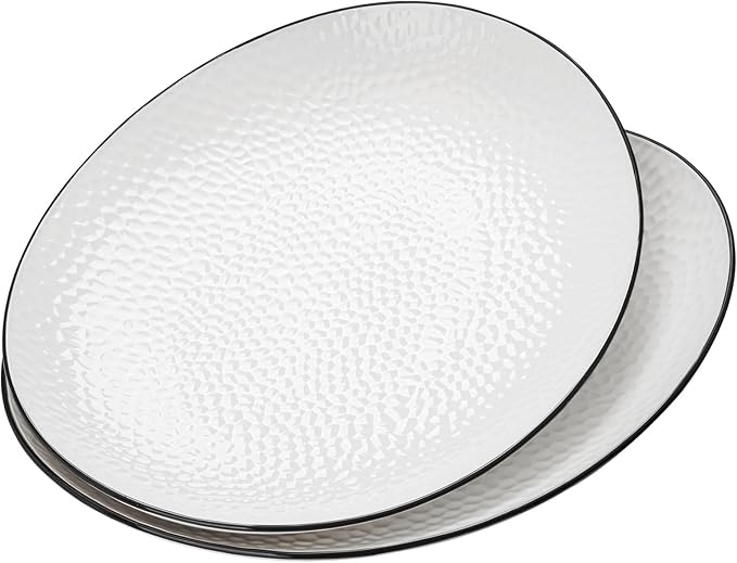 15" Large Serving Platter - Oval Large Serving Tray, Ceramic Serving Dish, White Platters for Serving Food, Appetizers, Entertaining, Party, Set of 2-Ruum Studio Home