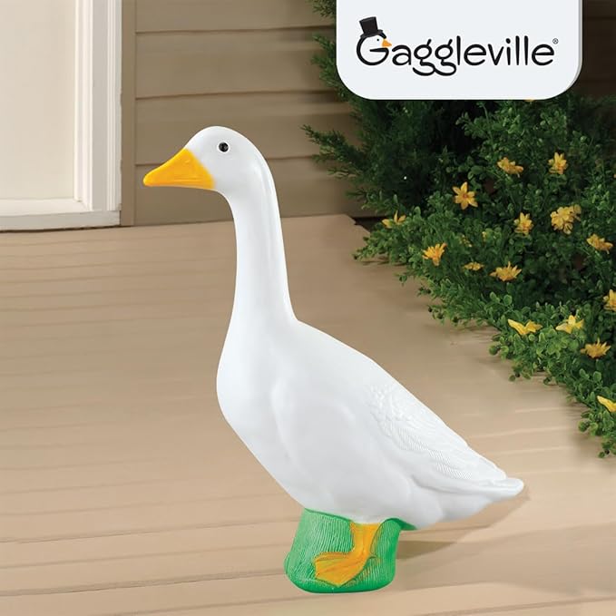 Fox Valley Traders Gaggleville Porch Goose Baby Statue – Charming 17" Outdoor Decorative Figurine for Garden, Patio, or Entryway Accent-Ruum Studio Home
