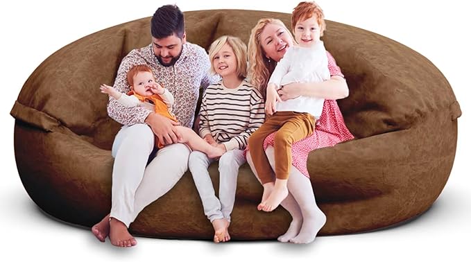 Bean Bag Chair for Adults 7FT,Soft Removable Cover for Teens/Girls Bedroom,Fluffy Giant Round Floor Beanbag Lounger Chairs (No Filler,Deep Coffee)-Ruum Studio Home