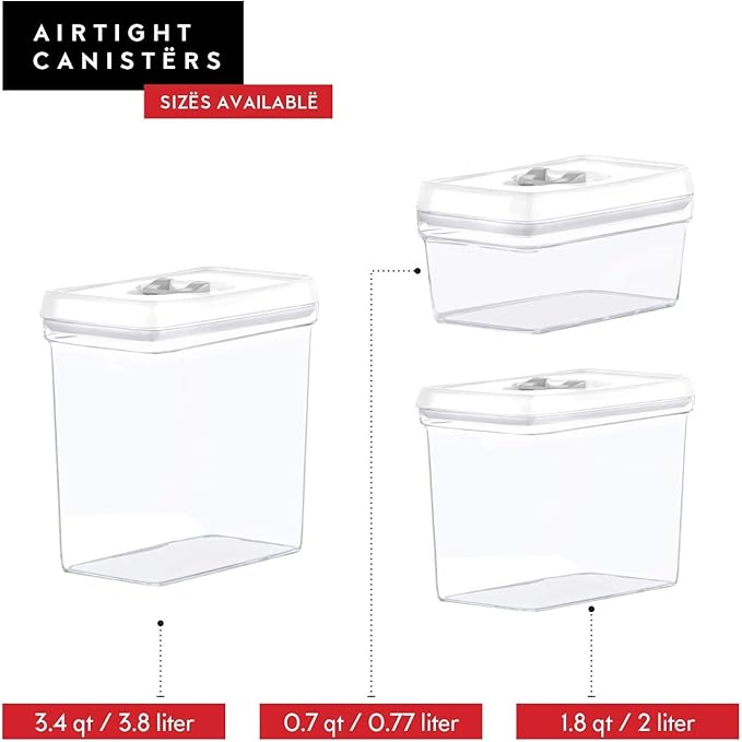 DWËLLZA KITCHEN Airtight Food Storage Containers - Pantry Snacks Kitchen Container, Baking Supplies, 4LB Sugar & Flour Canister - 4 Pc Set All Same Size - Clear Plastic BPA-Free - Keeps Fresh & Dry-Ruum Studio Home