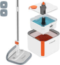 Mop and Bucket Set, Spin Mop with Self Seperates Dirty Water System, Square Mops for Floor Cleaning, 360 Rotating Foldable Standing Mop Head, Versatile Mops for Walls (Mop Bucket with 2 Pads)-Ruum Studio Home