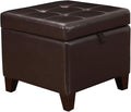 Adeco 15.2" Modern Brown Faux Leather Storage Ottoman with Tufted Flip Top for Living Room, Tufted Accents Rectangular Bench for Foot Rest-Ruum Studio Home