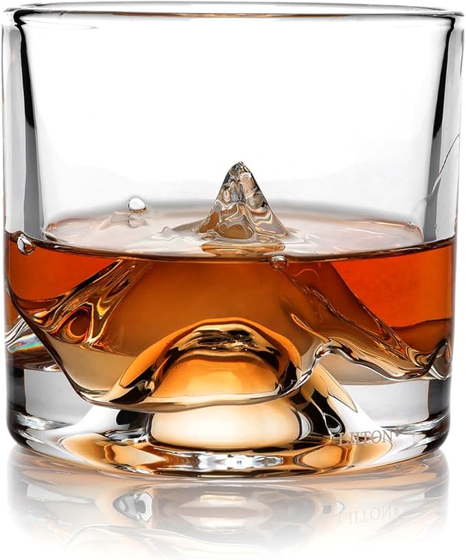 K2 Nepalese Heavy Crystal Whiskey Glasses Gift Set of 2, Thick Freezable Bourbon Glass 1lb Each, Premium Whiskey Gifts for Men, Frozen Crystal Chills Cocktails, 10 oz-Ruum Studio Home
