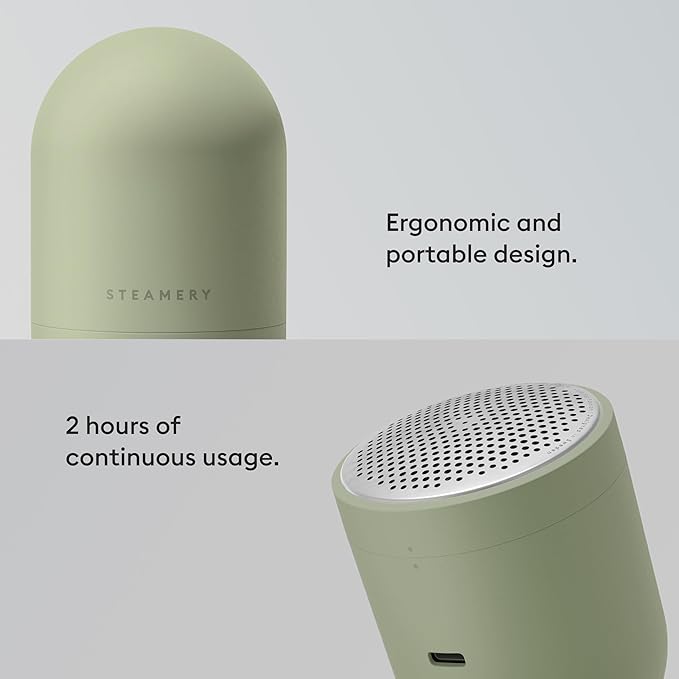 Steamery Fabric Shaver Pilo 2, Removes Lint and Pilling from Clothes and Textiles, Rechargeable Lint Remover with USB, Green-Ruum Studio Home