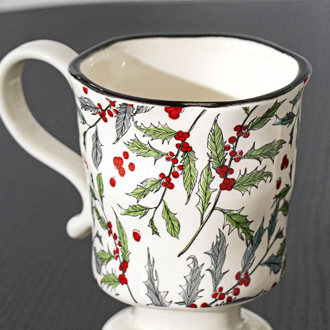 360ml -12.17oz Painted Cherry Fruit Ceramic Mug - Cute irish Coffee Glasses for Latte, Espresso - Gift for Women, Dishwasher Safe-Ruum Studio Home