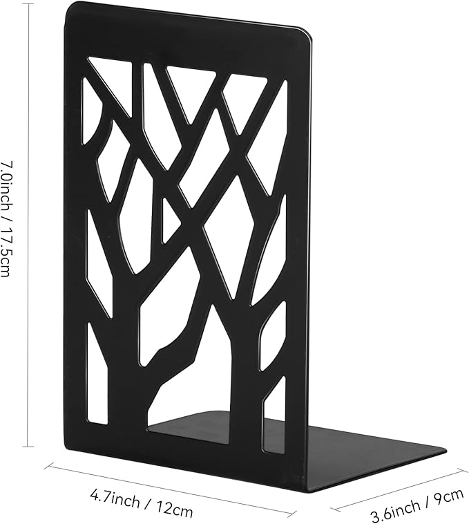 Book Ends, Bookends, Bookends for Shelves, Bookend, Book Ends for Heavy Books, Black Metal Book Shelf Holder Home Decorative, Book Stoppers for Shelves 2 Pair-Ruum Studio Home